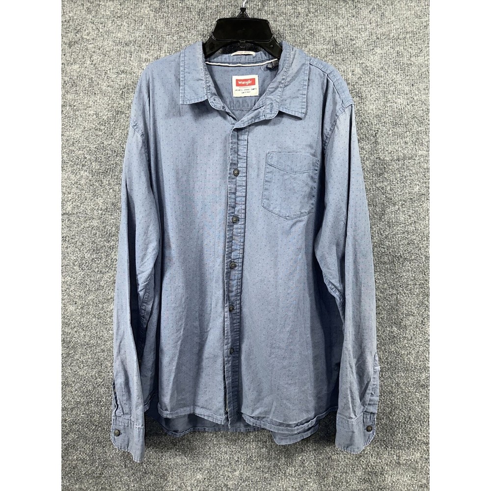 Wrangler Vintage‎ Dress Shirt Mens Size XL Blue Button Down Long Sleeve Pocket